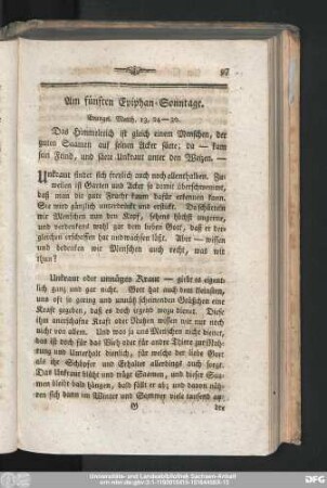 Am fünften Epiphan-Sonntage.