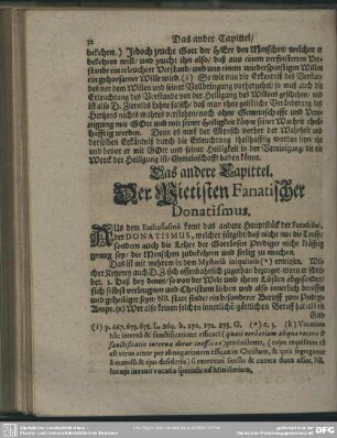 Das andere Capittel. Der Pietisten Fanatischer Donatismus