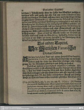 Das andere Capittel. Der Pietisten Fanatischer Donatismus
