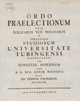 Vorlesungsverzeichnis 1808/09
