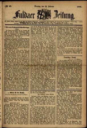 Ausgabe vom Montag, den 22. Februar 1886.
