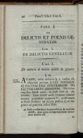 Pars I. De Delictis Et Poenis Generatim.