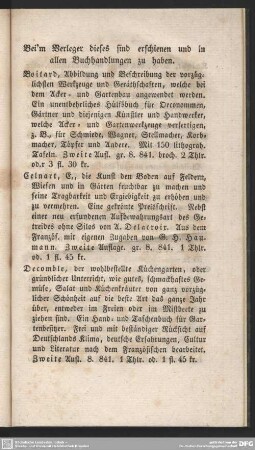 Bei'm Verleger dieses sind erschienen und in allen Buchhandlungen zu haben