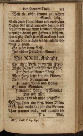 Die XXIII. Andacht. [ Der Sonnen-Thau.] - Die XXV. Andacht. [Die Sonnen-Blume.]