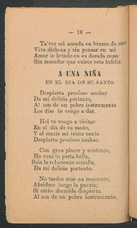 A una niña en el día de su santo