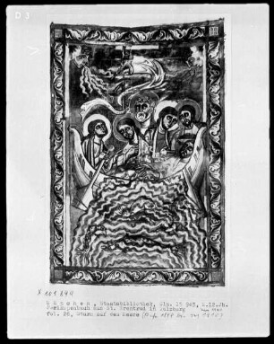 Perikopenbuch aus dem Benediktinerinnenkloster Sankt Erentrud auf dem Nonnberg — Christus besänftigt den Sturm, Folio 26recto