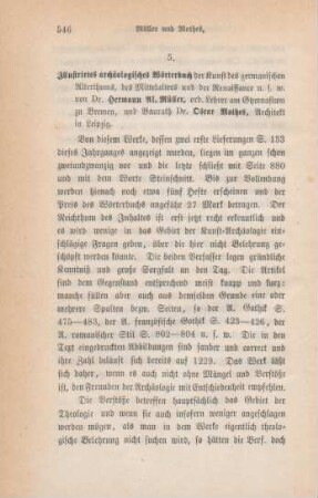 546-548 [Rezension] Illustrirtes archäologisches Wörterbuch der Kunst des germanischen Alterthums, des Mittelalters und der Renaissance