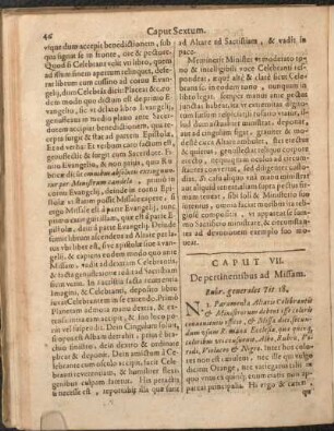 Caput VII. De pertinentibus ad Missam.