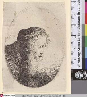 [Bärtiger Greis im Profil nach rechts; Bearded Old Man; Vieillard à grande barbe et calotte]