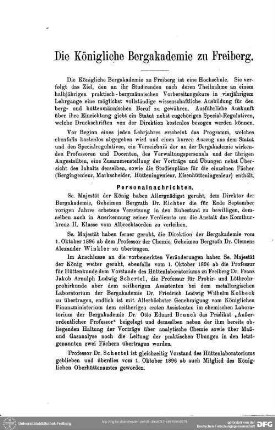 Die Königliche Bergakademie zu Freiberg