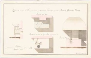 »Zeichnung von den auf Steinkohle eingerichteten Feuerungen in einer Magacin Officianten Wohnung«: Schnitte, Ansichten (siehe Inv.Nr. 1103)