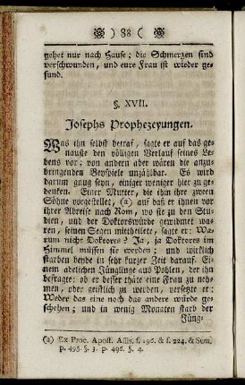 §. XVII. Josephs Prophezeyungen.