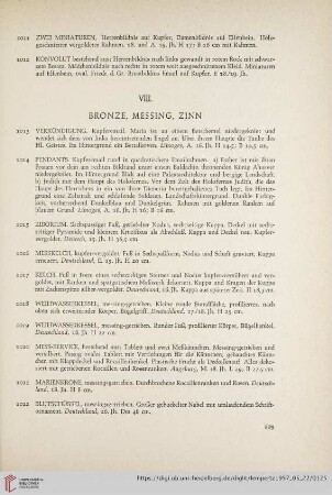 VIII. Bronze, Messing, Zinn (Nr. 1013 - 1119)