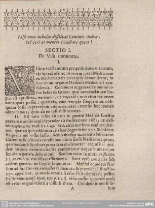 SECTIO I. De Visu imminuto.