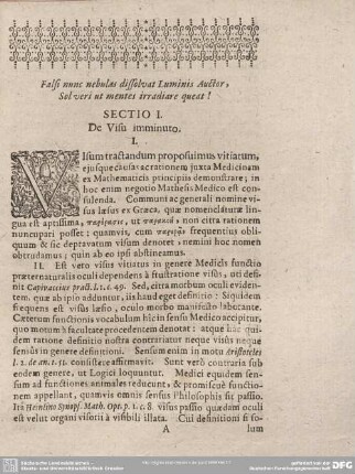 SECTIO I. De Visu imminuto.