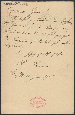 Brief an B. Schott's Söhne : 10.06.1905