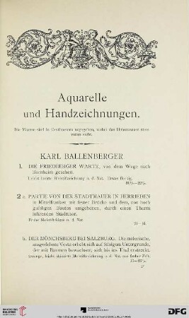 Aquarelle und Handzeichnungen (Nr. 1-278)