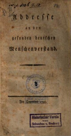 Addresse an den gesunden deutschen Menschenverstand