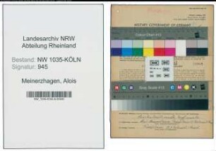 Entnazifizierung Alois Meinerzhagen , geb. 19.06.1902 (Arbeiter)