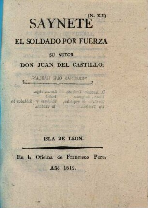 Saynete, 13. El soldado por fuerza