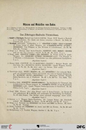 Münzen und Medaillen von Baden (Nr. 1-703)