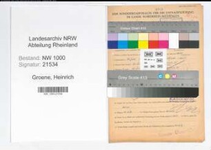 Entnazifizierung Heinrich Groene, geb. 18.06.1911 (Justizangest.)