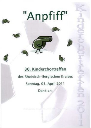 Urkunde über die Teilnahme am 30. Kinderchortreffen des Rheinisch-Bergischen Kreises