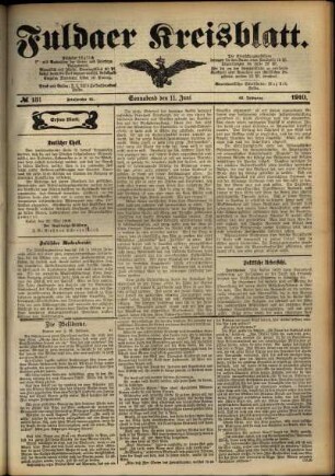 Erste Ausgabe vom Samstag, den 11. Juni 1910.