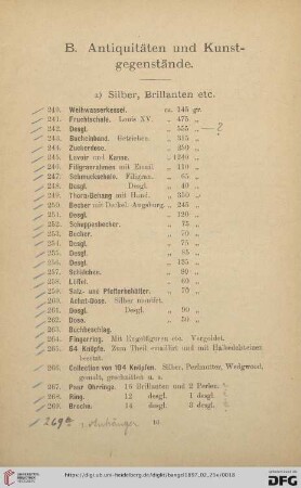 Antiquitäten und Kunstgegenstände (Nr. 240- 760)