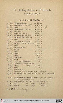 Antiquitäten und Kunstgegenstände (Nr. 240- 760)