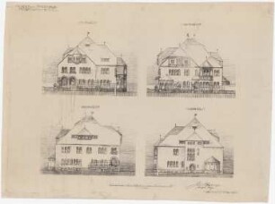 Paulus-Kirche und Pfarrhaus, Friedenshütte: Pfarrhaus, Ansichten 1:100