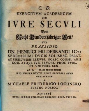 Exercitium acad. de iure seculi