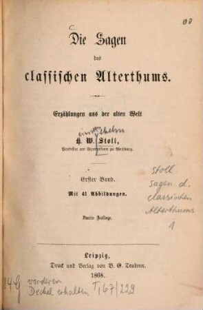 Die Sagen des classischen Alterthums : Erzählungen aus der alten Welt, 1. Die Sagen des classischen Alterthums