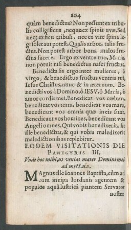 Eodem Visitationis Die Panegyris III