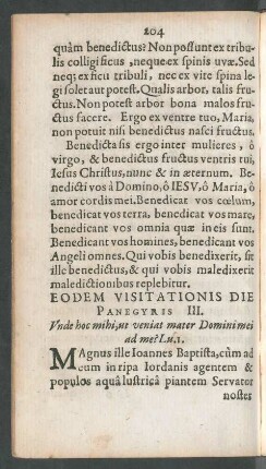 Eodem Visitationis Die Panegyris III