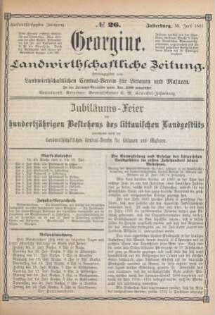 Fünfundfünfzigster Jahrgang. No. 26. Insterburg, 30. Juni 1887.