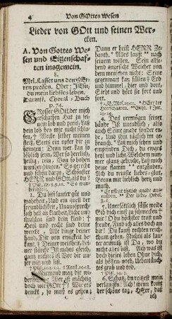 A. Von Gottes Wesen und Eigenschaften insgemein.