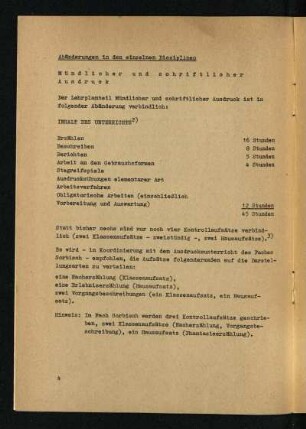 Abänderungen in den einzelnen Disziplinen