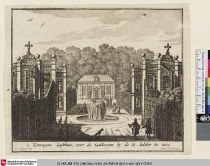 's Koningins Lusthuis, over de Galderyen by de Ys-kelder te zien