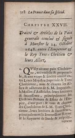 Chapitre XXVII. Traitté & Articles de la Paix generale concluë ...