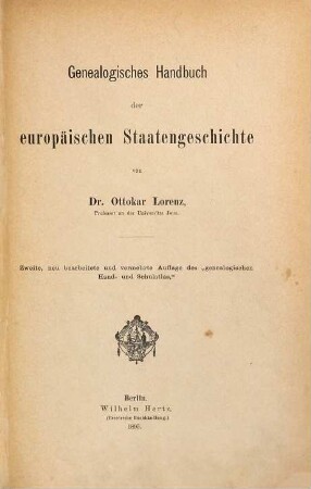 Genealogisches Handbuch der europäischen Staatengeschichte