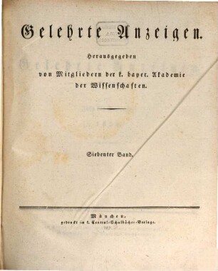 Gelehrte Anzeigen. 7. 1838