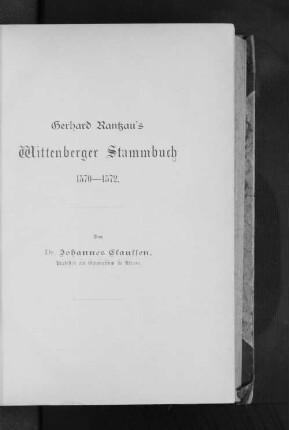 Gerhard Rantzau's Wittenberger Stammbuch 1570-1572
