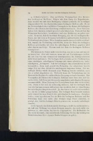 2. Schwierigkeit: Das zeitliche Vorangehen des Reizes der bedingten Reflexe.