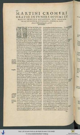Martini Cromeri Oratio In Funere Principis Sigismundi