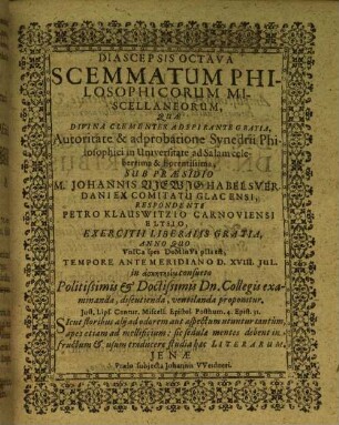 Diascepsis Octava Scemmatum Philosophicorum Miscellaneorum