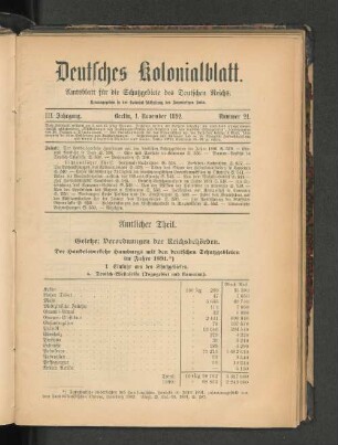 III. Jahrgang. Berlin, 1. November 1892. Nummer 21.