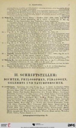 II. Schriftsteller: Dichter, Philosophen, Pädagogen, Gelehrte und Naturforscher (Nr. 69-299)