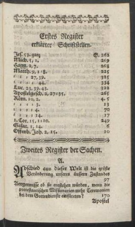 Erstes Register erklärter Schriftstellen