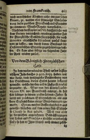 Von dem Königlich-Französischen Hofe.